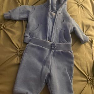 Sky blue baby boy polo sweat suit